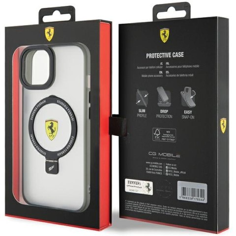 Ferrari FEHMP15SUSCAK iPhone 15 / 14 / 13 6.1" czarny/black hardcase Ring Stand 2023 Collection MagSafe
