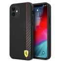 Ferrari FESAXHCP12SBK iPhone 12 mini5,4" czarny/black hardcase On Track Carbon Stripe