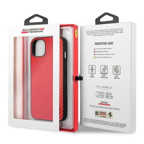 Ferrari FESAXHCP13SRE iPhone 13 mini5,4" czerwony/red hardcase On Track Carbon Stripe