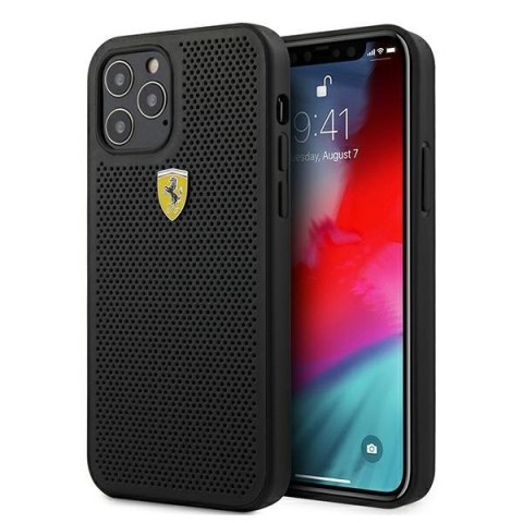 Ferrari FESPEHCP12MBK iPhone12/12 Pro 6,1" czarny/black hardcase On Track Perforated