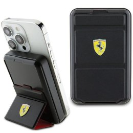 Ferrari Powerbank Bezprzewodowy 15WFEPB10MSPLEK 10000 mAh z funkcją standu czarny/black Metal Logo MagSafe