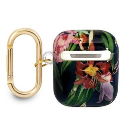 Guess GUA2HHFLB AirPods 1/2 cover niebieski/blue Flower Strap Collection