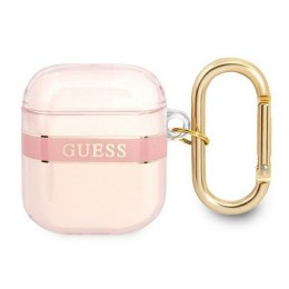 Guess GUA2HHTSP AirPods 1/2 cover różowy/pink Strap Collection