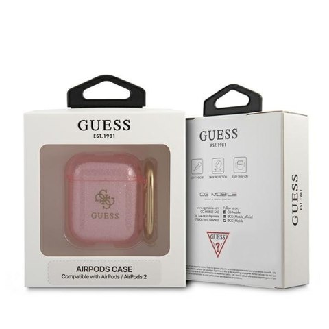 Guess GUA2UCG4GP AirPods 1/2 coverróżowy/pink Glitter Collection