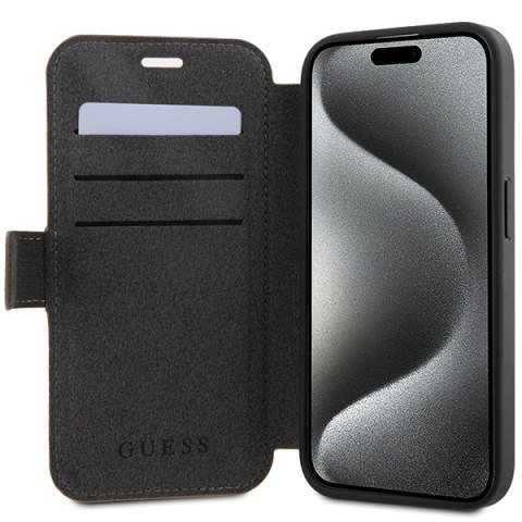 Guess GUBKP15L4GMGBR iPhone 15 Pro 6.1"brązowy/book book 4G Metal Logo