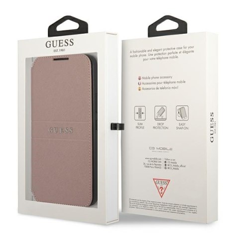 Guess GUBKS22MPSASBPI S22+ S906różowy/pink book Saffiano Stripes