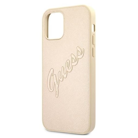 Guess GUHCP12LRSAVSLG iPhone 12 ProMax 6,7" złoty/gold hardcase Saffiano Vintage Script