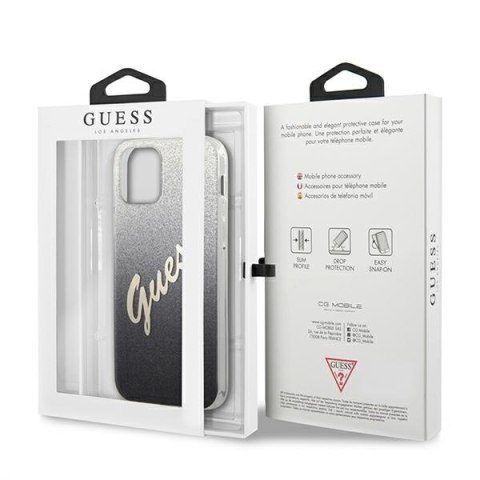 Guess GUHCP12MPCUGLSBK iPhone 12/12 Pro6,1" czarny/black hardcase Glitter Gradient Script