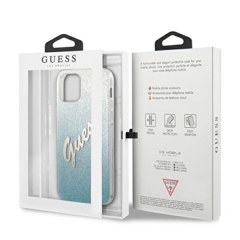 Guess GUHCP12MPCUGLSBL iPhone 12/12 Pro6,1" niebieski/blue hardcase Glitter Gradient Script