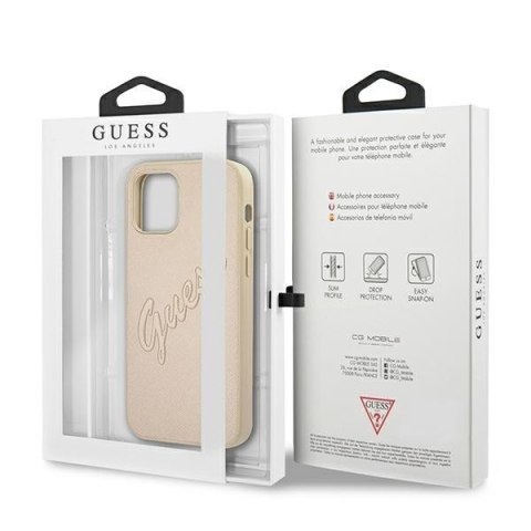 Guess GUHCP12MRSAVSLG iPhone 12/12Pro 6,1" złoty/gold hardcase Saffiano Vintage Script