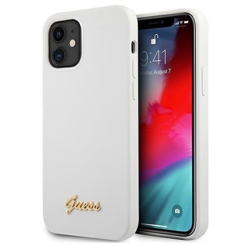 Guess GUHCP12SLSLMGWH iPhone12 mini 5,4" biały/white hardcase Metal Logo Script