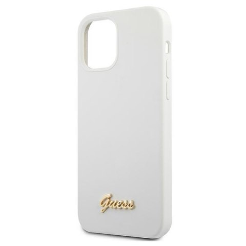 Guess GUHCP12SLSLMGWH iPhone12 mini 5,4" biały/white hardcase Metal Logo Script