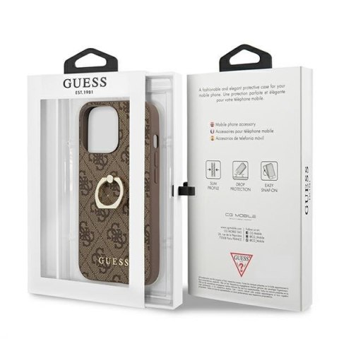 Guess GUHCP13L4GMRBR iPhone 13 Pro / 136,1" brązowy/brown hardcase 4G with ring stand