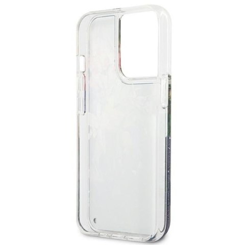 Guess GUHCP13LLFLSB iPhone 13 Pro / 136,1" niebieski/blue hardcase Flower Liquid Glitter