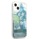 Guess GUHCP13MLFLSN iPhone 13 / 14 / 15 6.1" zielony/green hardcase Flower Liquid Glitter