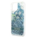 Guess GUHCP13MLFLSN iPhone 13 / 14 / 15 6.1" zielony/green hardcase Flower Liquid Glitter