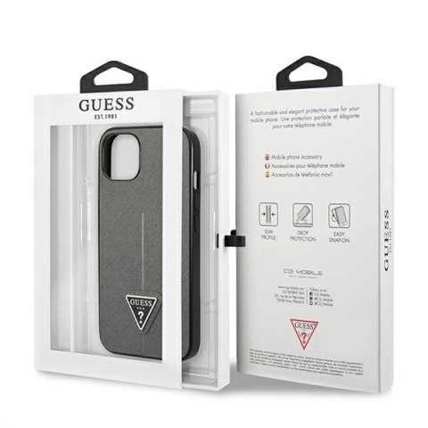 Guess GUHCP13MPSATLG iPhone 13 / 14 / 156.1" srebrny/silver hardcase SaffianoTriangle Logo