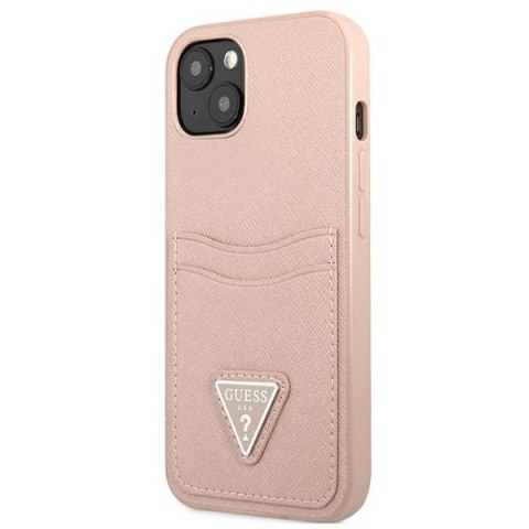 Guess GUHCP13MPSATPP iPhone 13 / 14 / 156.1" różowy/pink hardcase SaffianoTriangle Logo Cardslot