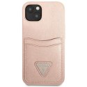 Guess GUHCP13MPSATPP iPhone 13 / 14 / 156.1" różowy/pink hardcase SaffianoTriangle Logo Cardslot