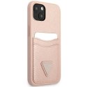 Guess GUHCP13MPSATPP iPhone 13 / 14 / 156.1" różowy/pink hardcase SaffianoTriangle Logo Cardslot
