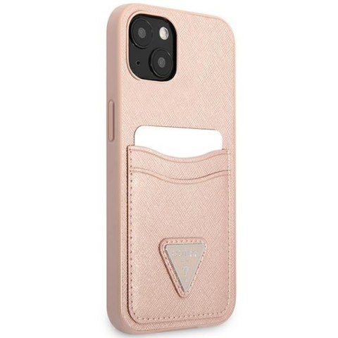Guess GUHCP13MPSATPP iPhone 13 / 14 / 156.1" różowy/pink hardcase SaffianoTriangle Logo Cardslot