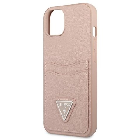 Guess GUHCP13MPSATPP iPhone 13 / 14 / 156.1" różowy/pink hardcase SaffianoTriangle Logo Cardslot
