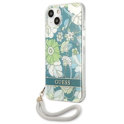 Guess GUHCP13SHFLSN iPhone 13 mini 5,4"zielony/green hardcase Flower Strap