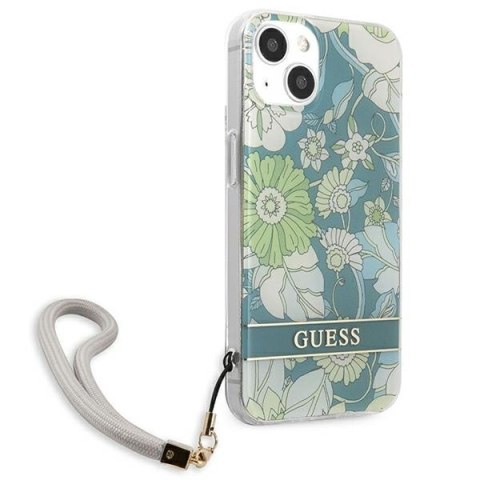 Guess GUHCP13SHFLSN iPhone 13 mini 5,4"zielony/green hardcase Flower Strap