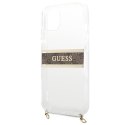 Guess GUHCP13SKC4GBGO iPhone 13 mini5,4" Transparent hardcase 4G Brown Strap Gold Chain