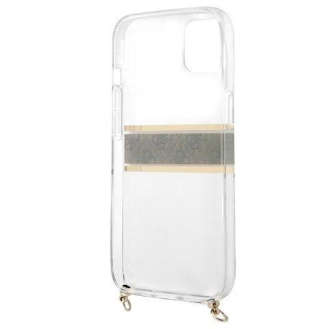 Guess GUHCP13SKC4GBGO iPhone 13 mini5,4" Transparent hardcase 4G Brown Strap Gold Chain