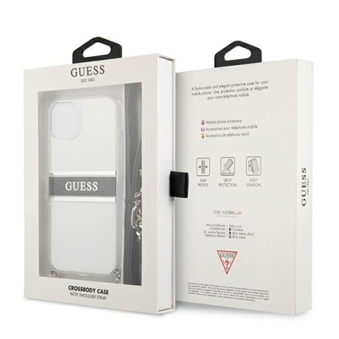 Guess GUHCP13SKC4GBSI iPhone 13 mini5,4" Transparent hardcase 4G Grey Strap Silver Chain