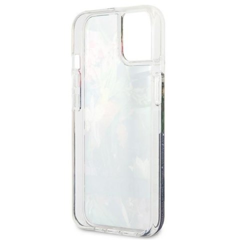 Guess GUHCP13SLFLSB iPhone 13 mini 5,4"niebieski/blue hardcase Flower Liquid Glitter