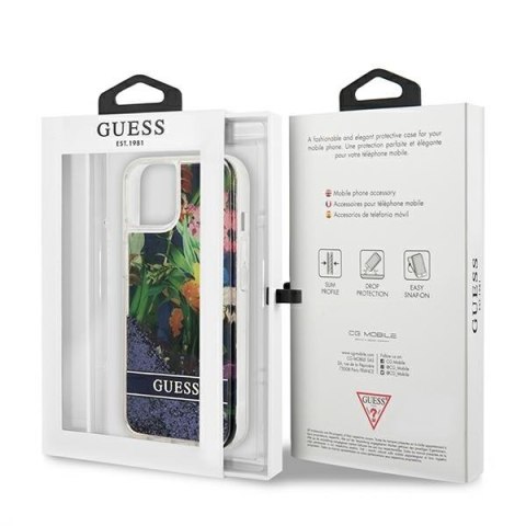 Guess GUHCP13SLFLSB iPhone 13 mini 5,4"niebieski/blue hardcase Flower Liquid Glitter