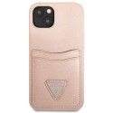 Guess GUHCP13SPSATPP iPhone 13 mini 5,4"różowy/pink hardcase SaffianoTriangle Logo Cardslot