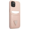 Guess GUHCP13SPSATPP iPhone 13 mini 5,4"różowy/pink hardcase SaffianoTriangle Logo Cardslot