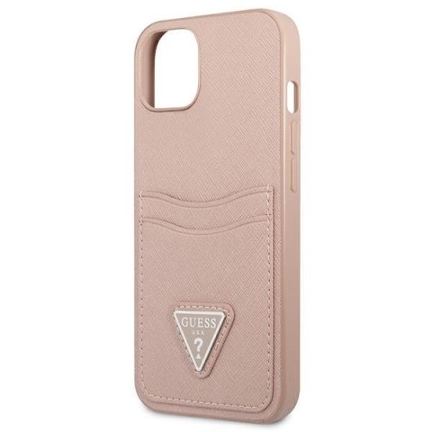 Guess GUHCP13SPSATPP iPhone 13 mini 5,4"różowy/pink hardcase SaffianoTriangle Logo Cardslot