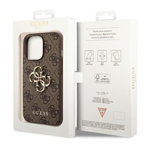 Guess GUHCP14L4GMGBR iPhone 14 Pro 6,1" brązowy/brown hardcase 4G Big Metal Logo