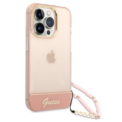 Guess GUHCP14XHGCOHP iPhone 14 Pro Max6,7" różowy/pink hardcase Translucent Pearl Strap