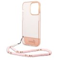Guess GUHCP14XHGCOHP iPhone 14 Pro Max6,7" różowy/pink hardcase Translucent Pearl Strap