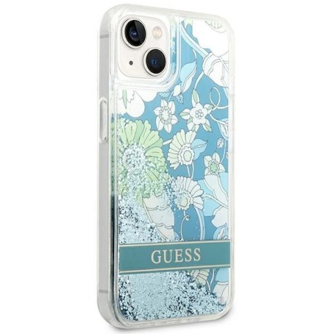 Guess GUHCP14MLFLSN iPhone 14 Plus / 15 Plus 6.7" zielony/green hardcase Flower Liquid Glitter