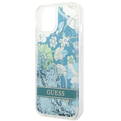 Guess GUHCP14MLFLSN iPhone 14 Plus / 15 Plus 6.7" zielony/green hardcase Flower Liquid Glitter