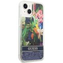 Guess GUHCP14SLFLSB iPhone 14 / 15 / 13 6.1" niebieski/blue hardcase Flower Liquid Glitter
