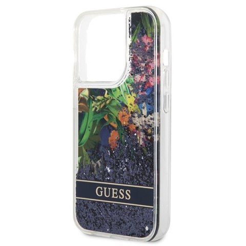 Guess GUHCP14XLFLSB iPhone 14 Pro Max6,7" niebieski/blue hardcase Flower Liquid Glitter