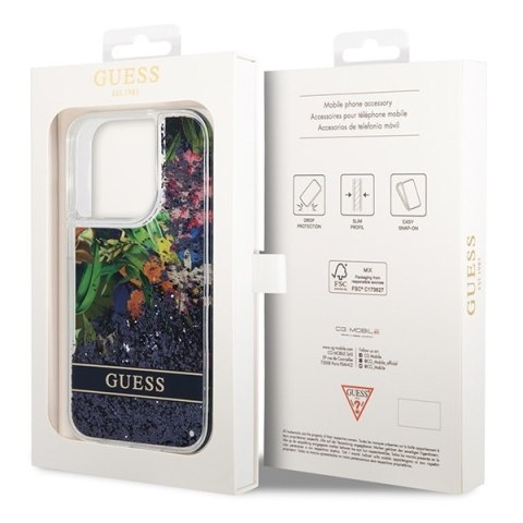 Guess GUHCP14XLFLSB iPhone 14 Pro Max6,7" niebieski/blue hardcase Flower Liquid Glitter