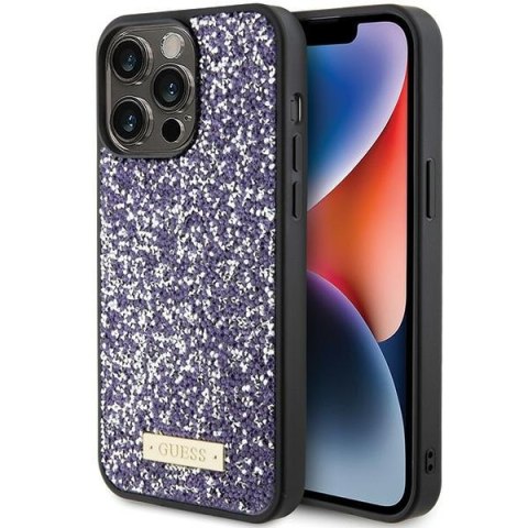Guess GUHCP15LPFGSBSP iPhone 15 Pro 6.1" fioletowy/purple hardcase Rhinestone Metal Logo