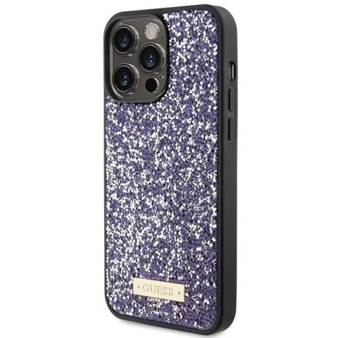 Guess GUHCP15LPFGSBSP iPhone 15 Pro 6.1" fioletowy/purple hardcase Rhinestone Metal Logo