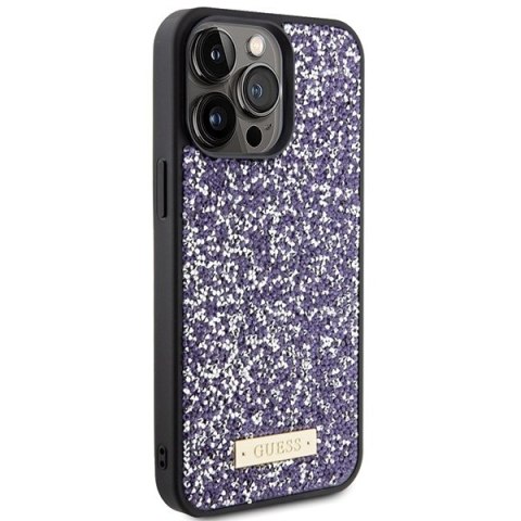 Guess GUHCP15LPFGSBSP iPhone 15 Pro 6.1" fioletowy/purple hardcase Rhinestone Metal Logo