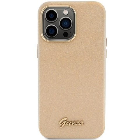 Guess GUHCP15XPGMCSD iPhone 15 Pro Max 6.7" złoty/light gold hardcase Glitter Glossy Script