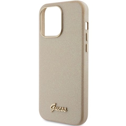 Guess GUHCP15XPGMCSD iPhone 15 Pro Max 6.7" złoty/light gold hardcase Glitter Glossy Script