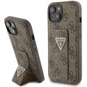 Guess GUHCP15SPGS4TDW iPhone 15 / 14 / 13 6.1" brązowy/brown hardcase Grip Stand 4G Triangle Strass